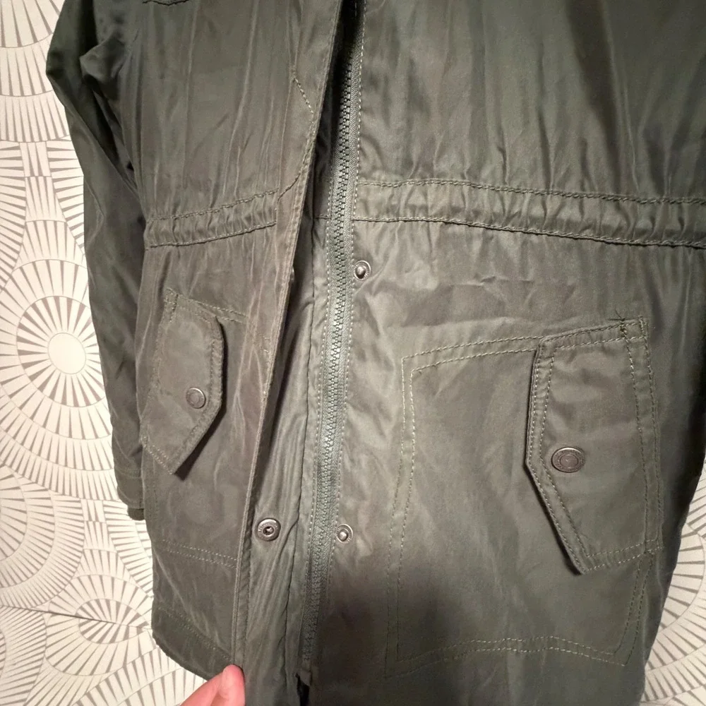 Abercrombie Parka Jacket Kids XL 13/14 Olive Green Sherpa Faux Fur Hood